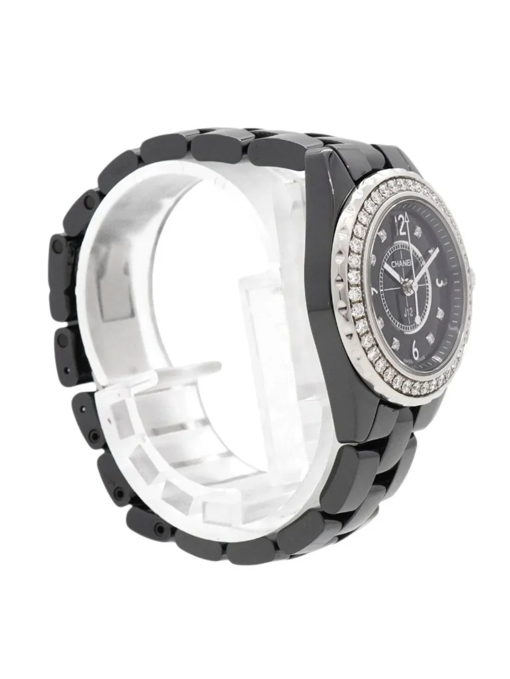 Chanel Diamond Black Dial Watch